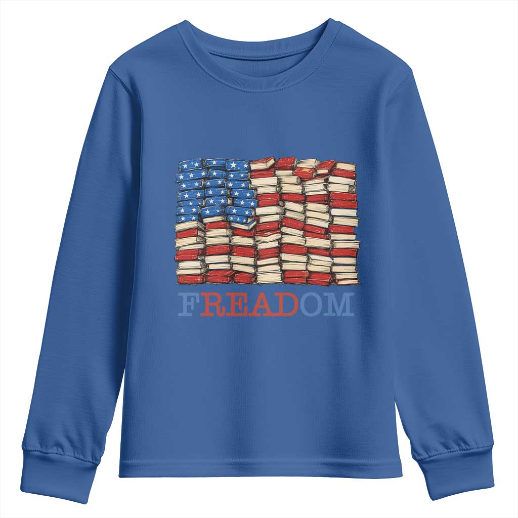 Freedom to Read Books Freadom Youth Sweatshirt USA Flag Patriotic Library Book Lover