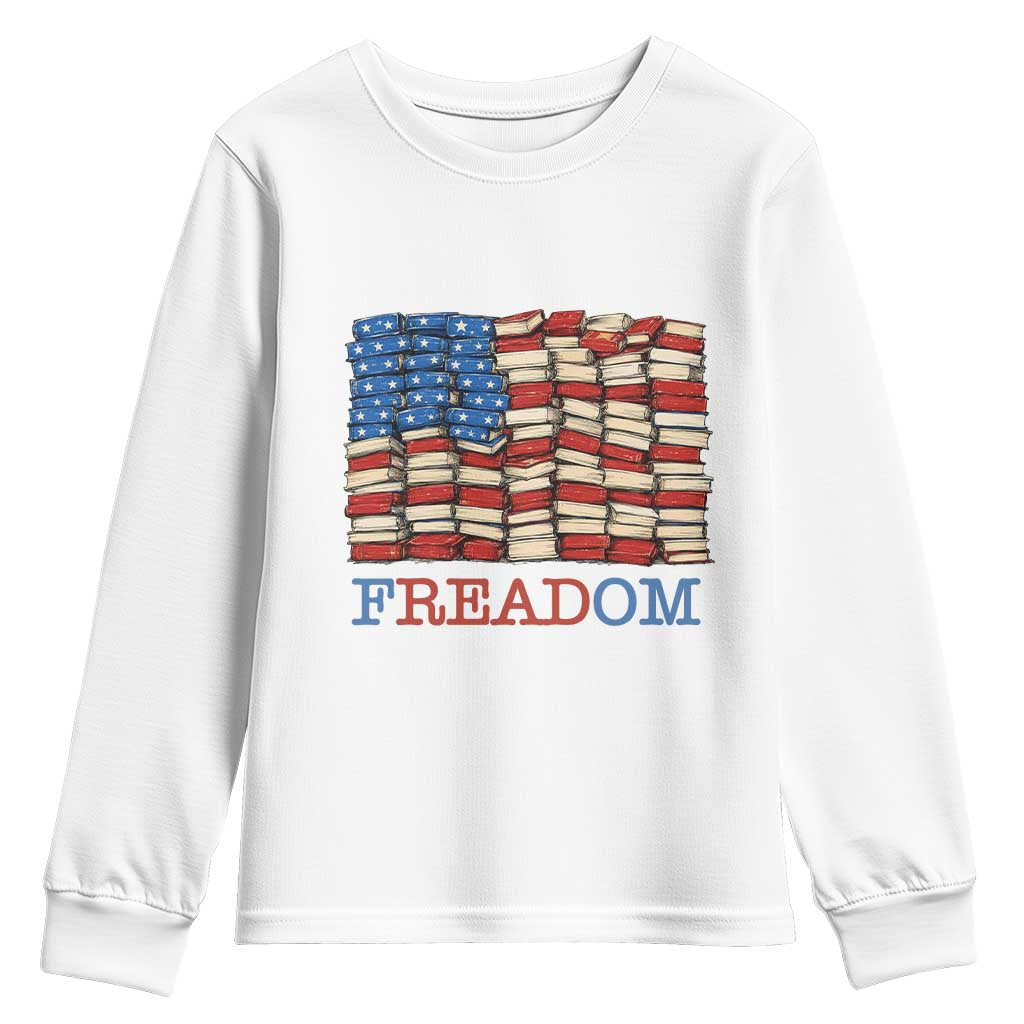 Freedom to Read Books Freadom Youth Sweatshirt USA Flag Patriotic Library Book Lover