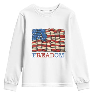 Freedom to Read Books Freadom Youth Sweatshirt USA Flag Patriotic Library Book Lover