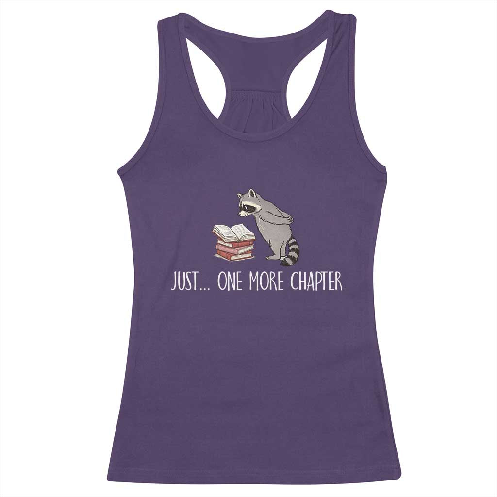 Just One More Chapter Racerback Tank Top Funny Raccoon Reading Book Lover Gift TS14 Purple Print Your Wear