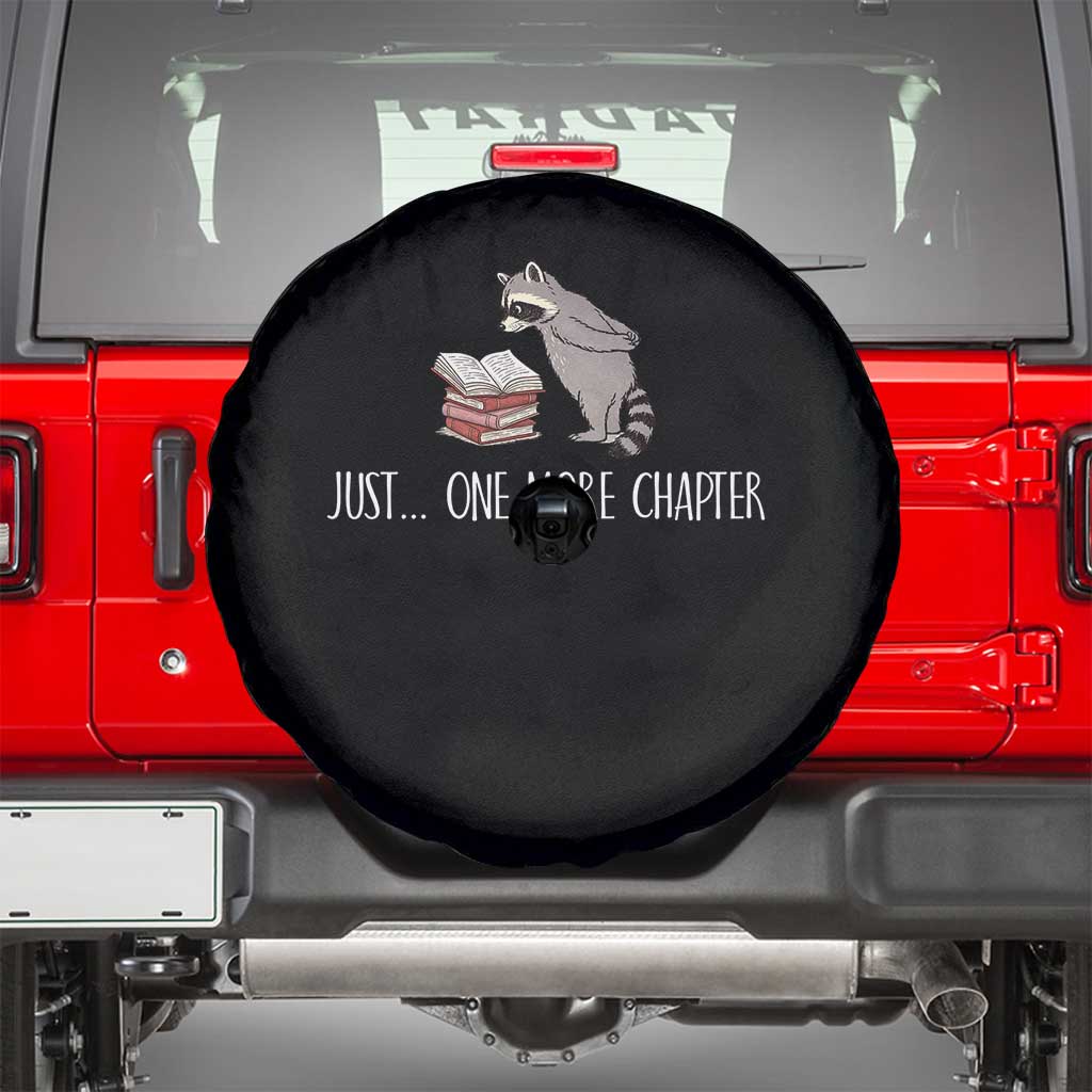 Just One More Chapter Spare Tire Cover Funny Raccoon Reading Book Lover Gift TS14 Black Print Your Wear