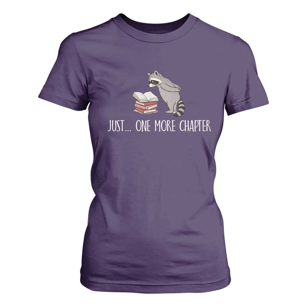 Just One More Chapter T Shirt For Women Funny Raccoon Reading Book Lover Gift TS14 Purple Print Your Wear