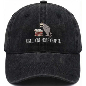 Just One More Chapter Washed Cotton Baseball Cap Funny Raccoon Reading Book Lover Gift TS14 Print Your Wear