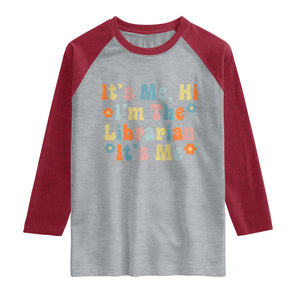It's Me Hi I'm The Librarian Summer Reading Raglan Shirt Funny Back to School TS14 Heather Gray Heather Red Print Your Wear