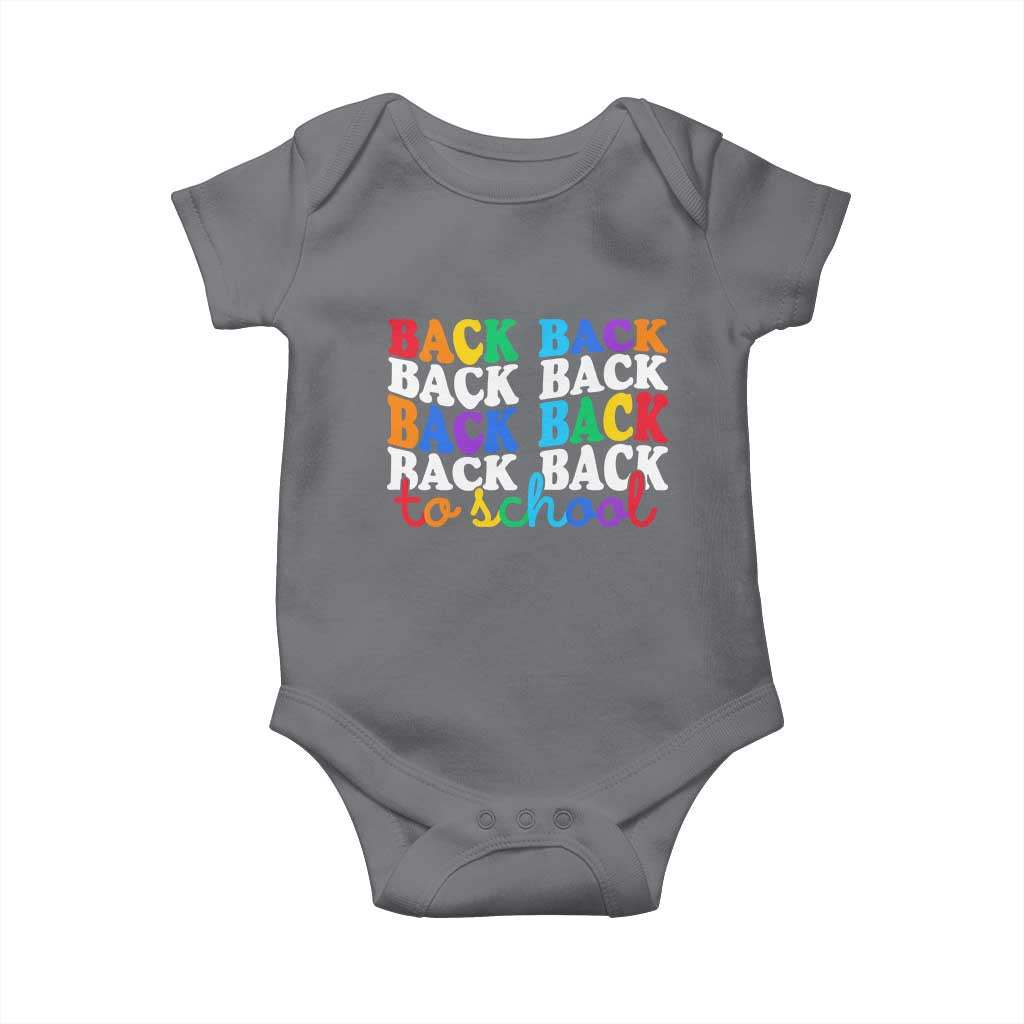 Groovy Back To School Baby Onesie First Day of School Colorful Teacher Student Kids TS14 Charcoal Print Your Wear