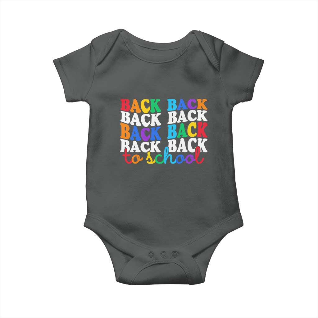 Groovy Back To School Baby Onesie First Day of School Colorful Teacher Student Kids TS14 Dark Heather Print Your Wear