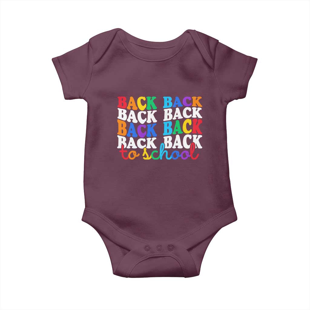 Groovy Back To School Baby Onesie First Day of School Colorful Teacher Student Kids TS14 Maroon Print Your Wear