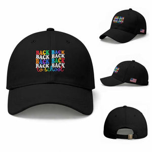 Groovy Back To School Baseball Cap First Day of School Colorful Teacher Student Kids TS14 Baseball Cap Universal Fit Black Print Your Wear