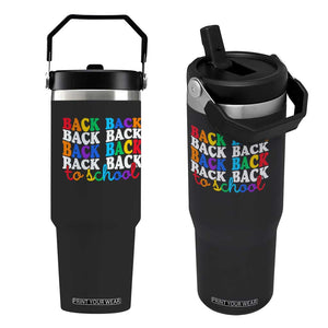Groovy Back To School Flip Straw Tumbler First Day of School Colorful Teacher Student Kids TS14 One Size: 30 oz Black Print Your Wear