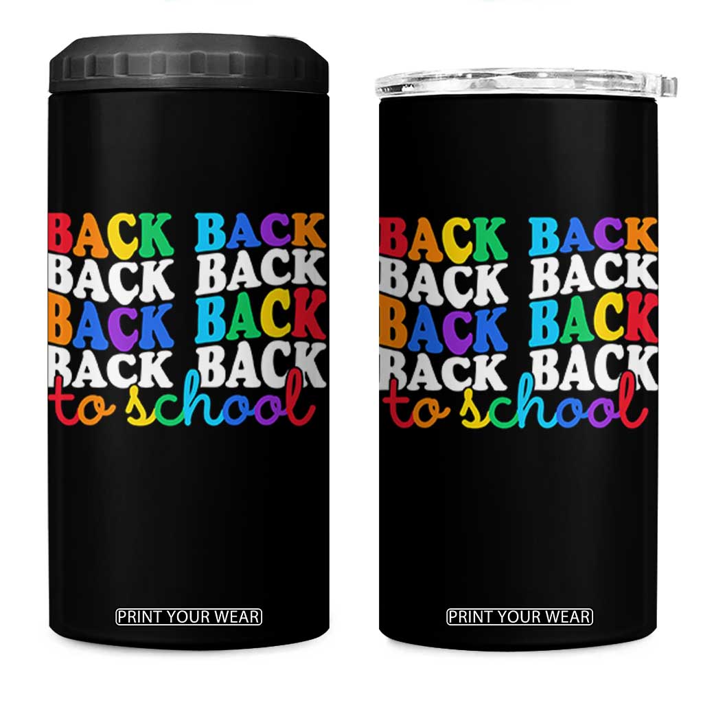 Groovy Back To School 4 in 1 Can Cooler Tumbler First Day of School Colorful Teacher Student Kids TS14 One Size: 16 oz Black Print Your Wear