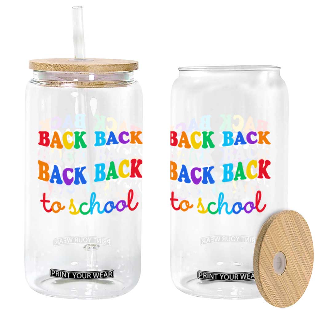 Groovy Back To School Glass Can First Day of School Colorful Teacher Student Kids TS14 Print Your Wear