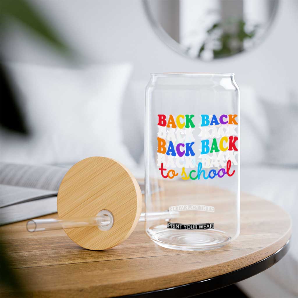 Groovy Back To School Glass Can First Day of School Colorful Teacher Student Kids TS14 Print Your Wear