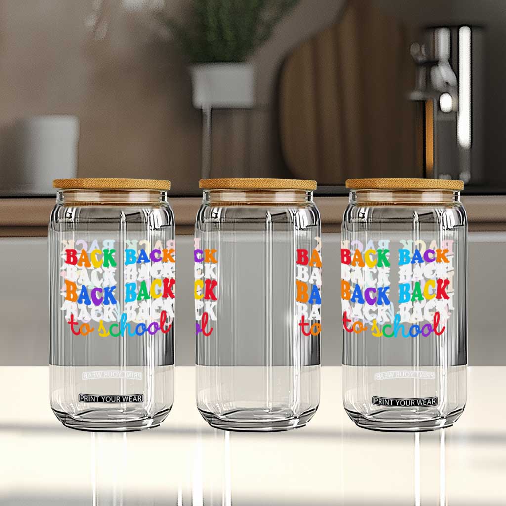 Groovy Back To School Glass Can First Day of School Colorful Teacher Student Kids TS14 Print Your Wear