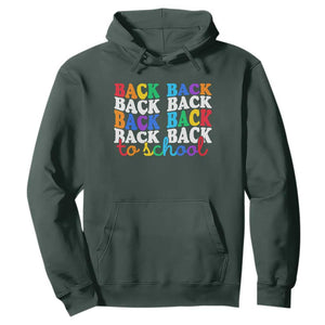 Groovy Back To School Hoodie First Day of School Colorful Teacher Student Kids TS14 Dark Forest Green Print Your Wear