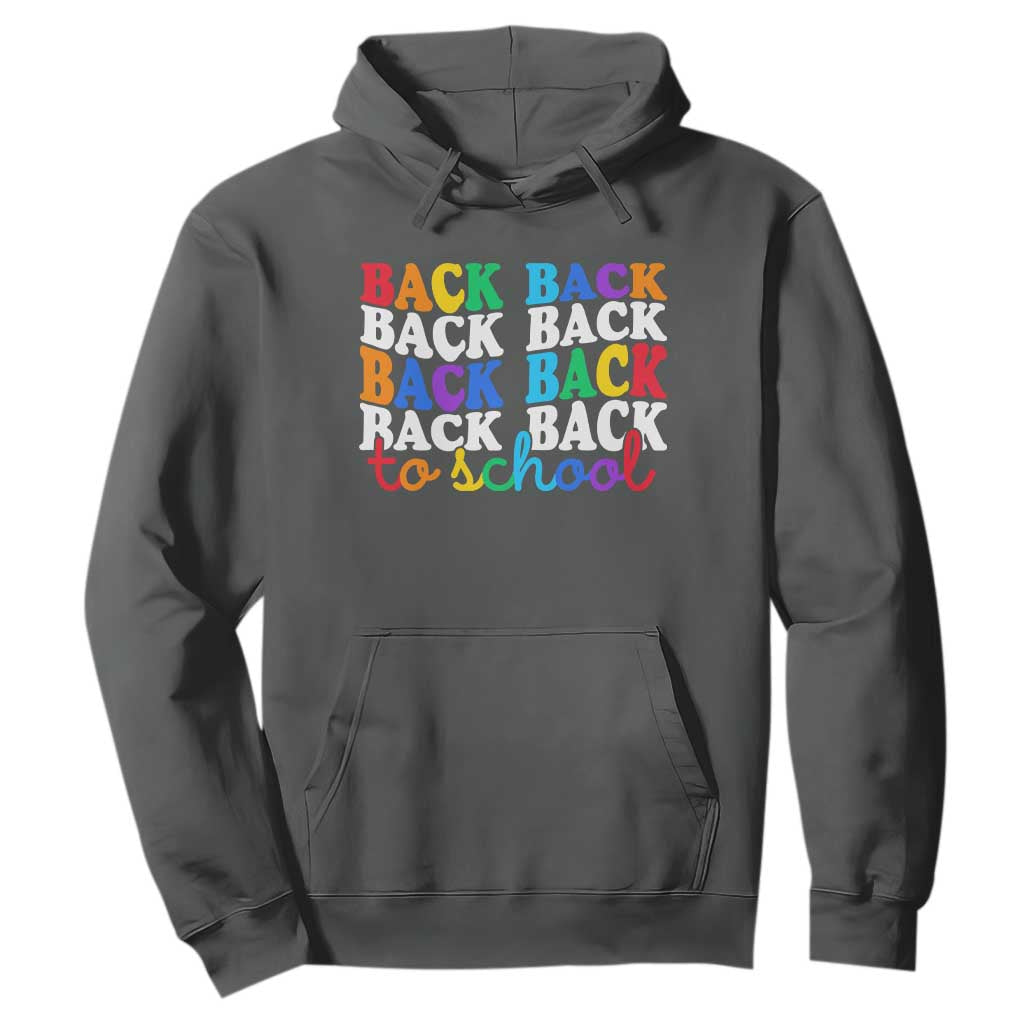 Groovy Back To School Hoodie First Day of School Colorful Teacher Student Kids TS14 Dark Heather Print Your Wear