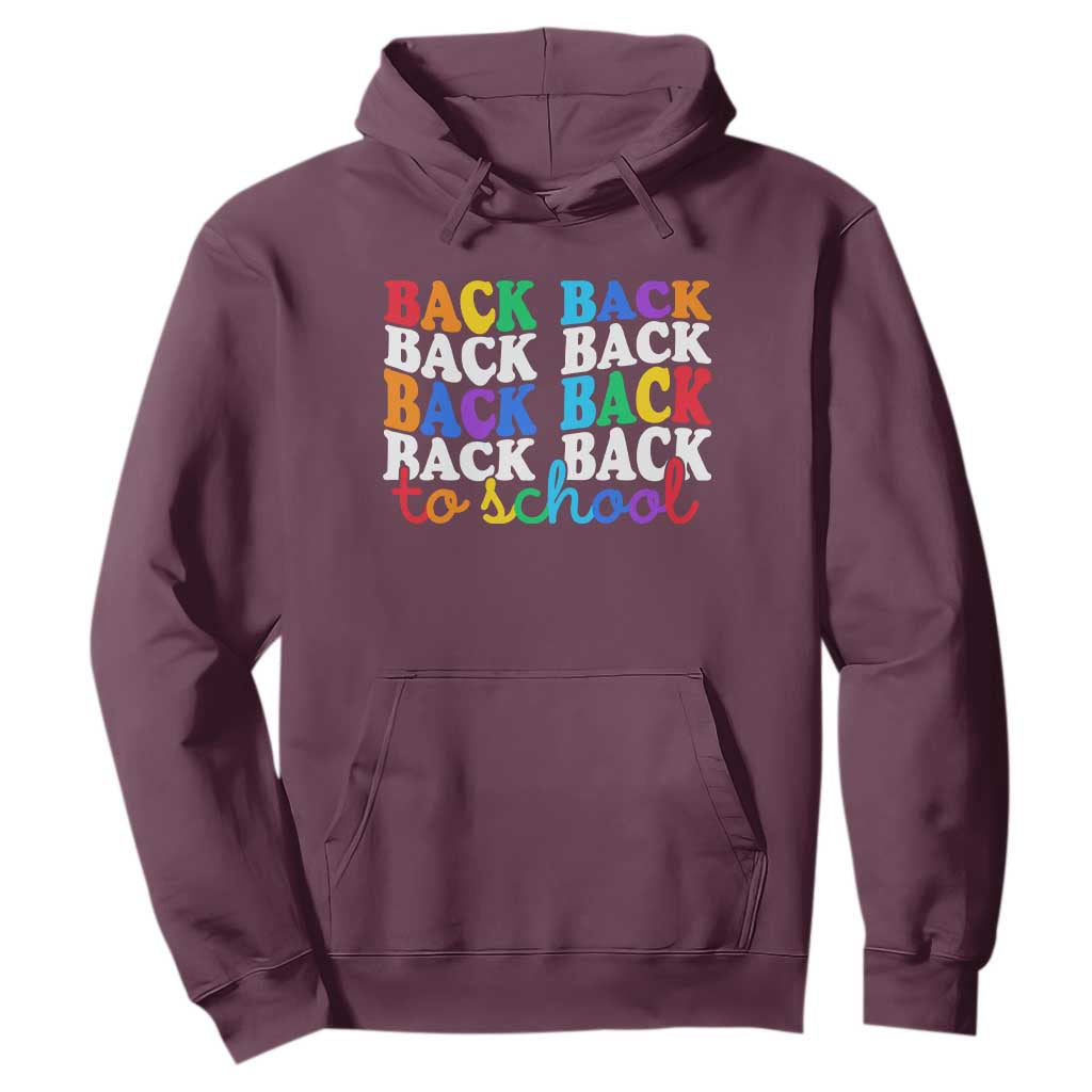 Groovy Back To School Hoodie First Day of School Colorful Teacher Student Kids TS14 Maroon Print Your Wear