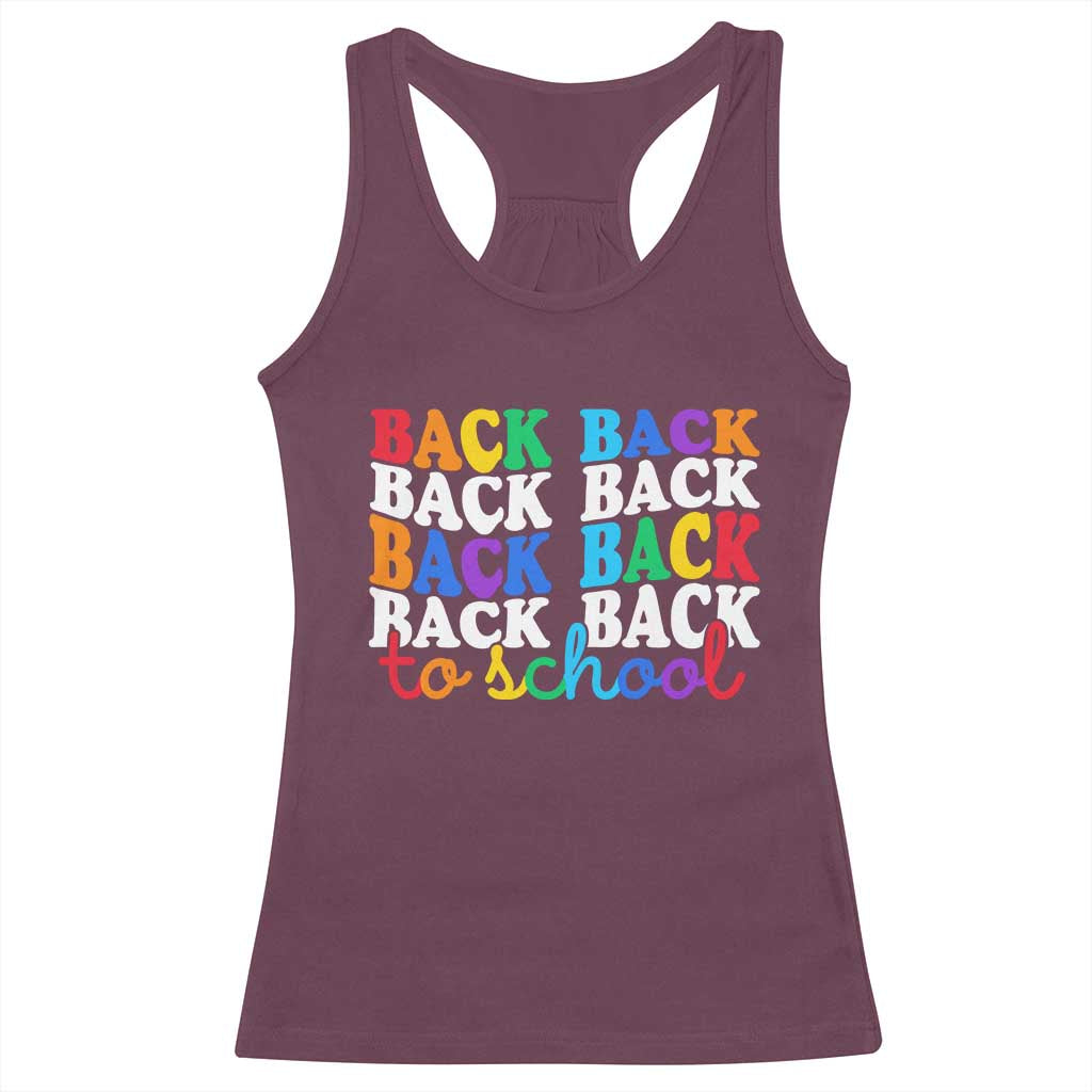 Groovy Back To School Racerback Tank Top First Day of School Colorful Teacher Student Kids TS14 Maroon Print Your Wear