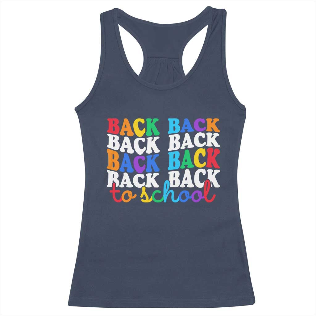 Groovy Back To School Racerback Tank Top First Day of School Colorful Teacher Student Kids TS14 Navy Print Your Wear