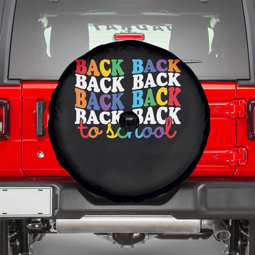 Groovy Back To School Spare Tire Cover First Day of School Colorful Teacher Student Kids TS14 Black Print Your Wear