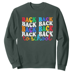 Groovy Back To School Sweatshirt First Day of School Colorful Teacher Student Kids TS14 Dark Forest Green Print Your Wear