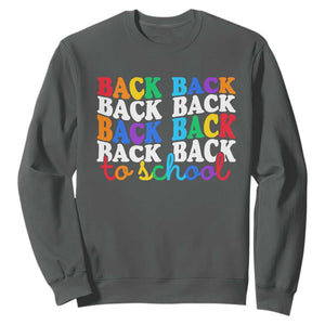 Groovy Back To School Sweatshirt First Day of School Colorful Teacher Student Kids TS14 Dark Heather Print Your Wear