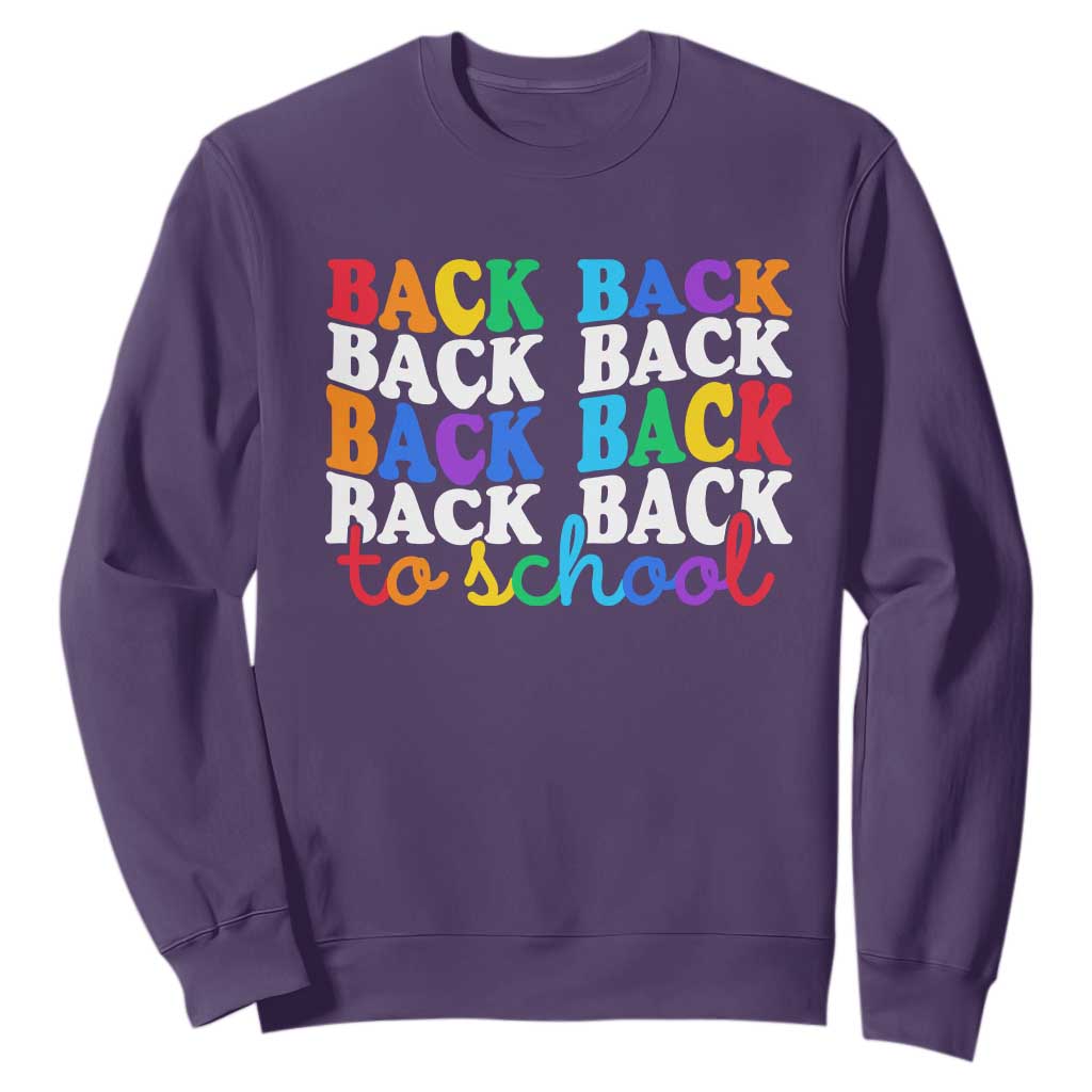 Groovy Back To School Sweatshirt First Day of School Colorful Teacher Student Kids TS14 Purple Print Your Wear