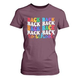 Groovy Back To School T Shirt For Women First Day of School Colorful Teacher Student Kids TS14 Maroon Print Your Wear