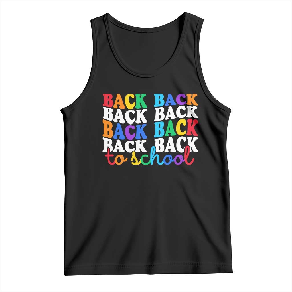 Groovy Back To School Tank Top First Day of School Colorful Teacher Student Kids TS14 Black Print Your Wear