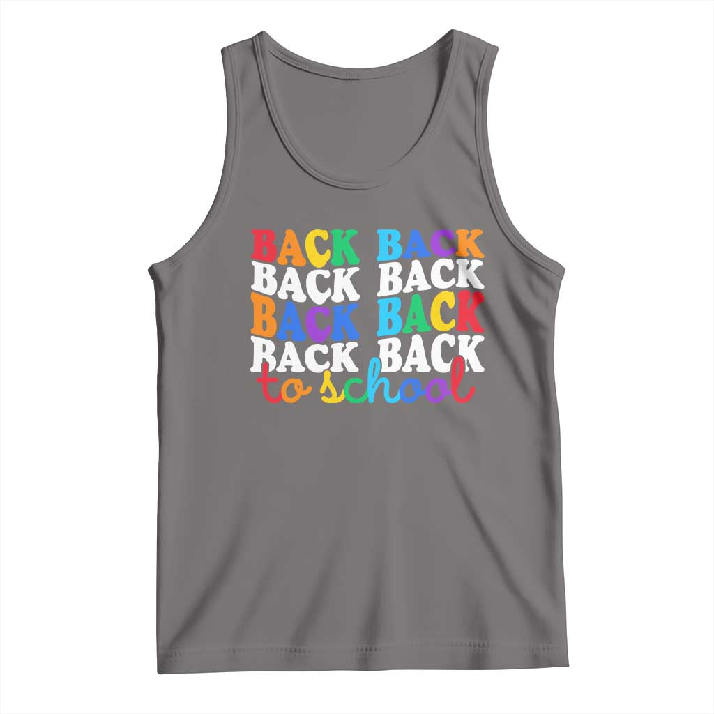 Groovy Back To School Tank Top First Day of School Colorful Teacher Student Kids TS14 Deep Heather Print Your Wear