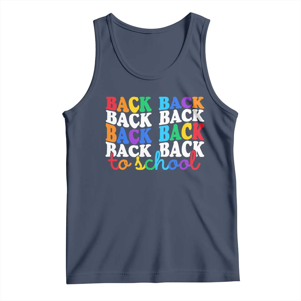 Groovy Back To School Tank Top First Day of School Colorful Teacher Student Kids TS14 Navy Print Your Wear