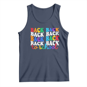 Groovy Back To School Tank Top First Day of School Colorful Teacher Student Kids TS14 Navy Print Your Wear