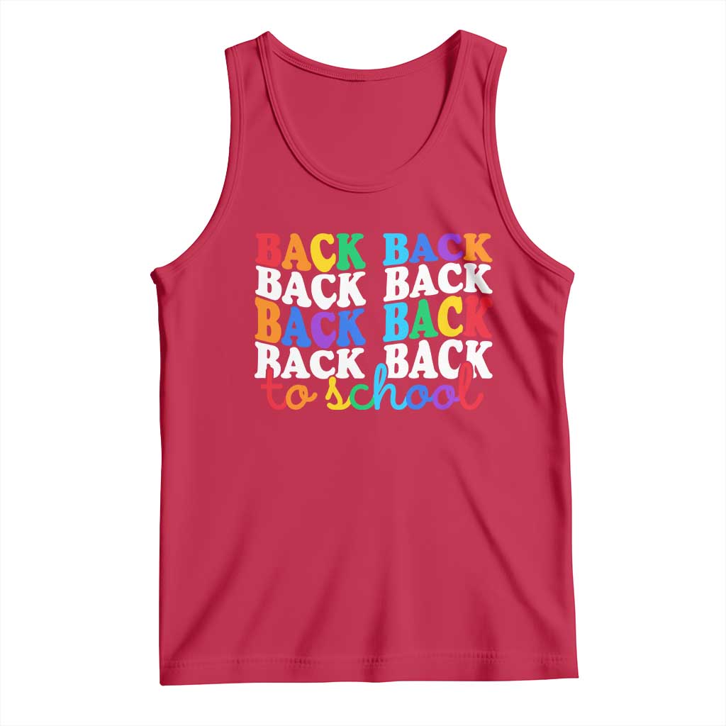 Groovy Back To School Tank Top First Day of School Colorful Teacher Student Kids TS14 Red Print Your Wear