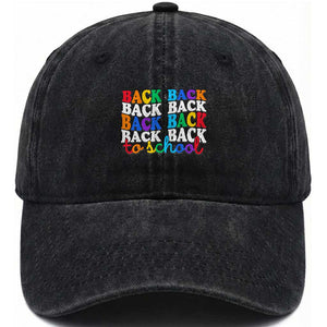 Groovy Back To School Washed Cotton Baseball Cap First Day of School Colorful Teacher Student Kids TS14 Print Your Wear