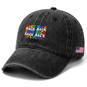 Groovy Back To School Washed Cotton Baseball Cap First Day of School Colorful Teacher Student Kids TS14 Print Your Wear