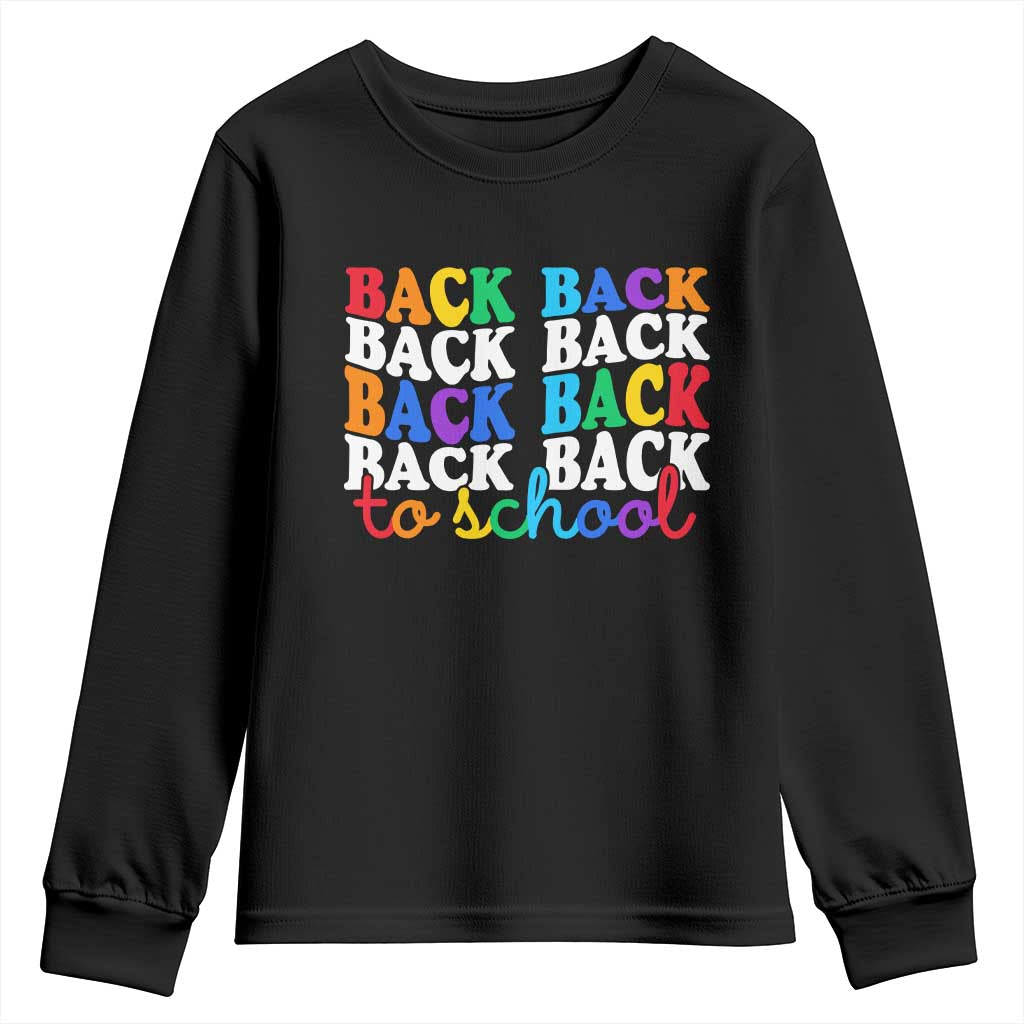 Groovy Back To School Youth Sweatshirt First Day of School Colorful Teacher Student Kids TS14 Black Print Your Wear