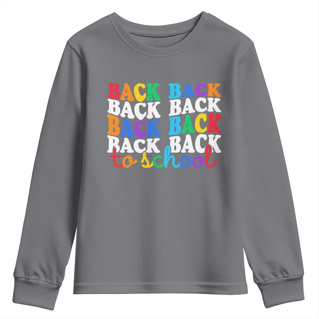 Groovy Back To School Youth Sweatshirt First Day of School Colorful Teacher Student Kids TS14 Charcoal Print Your Wear