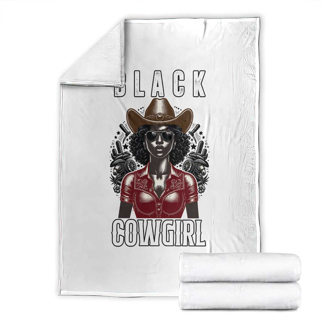 Black Cowgirl Rodeo Throw Blanket African American Western Country Texas TS14 White Print Your Wear