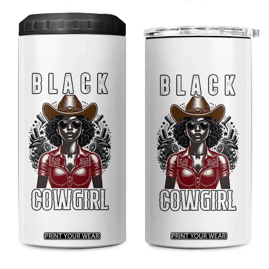 Black Cowgirl Rodeo 4 in 1 Can Cooler Tumbler African American Western Country Texas TS14 One Size: 16 oz White Print Your Wear
