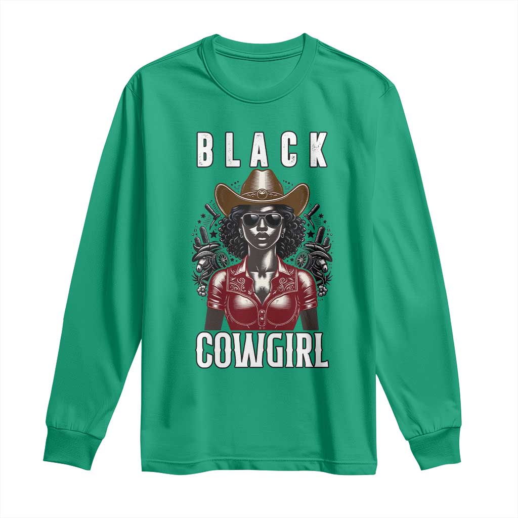 Black Cowgirl Rodeo Long Sleeve Shirt African American Western Country Texas TS14 Irish Green Print Your Wear