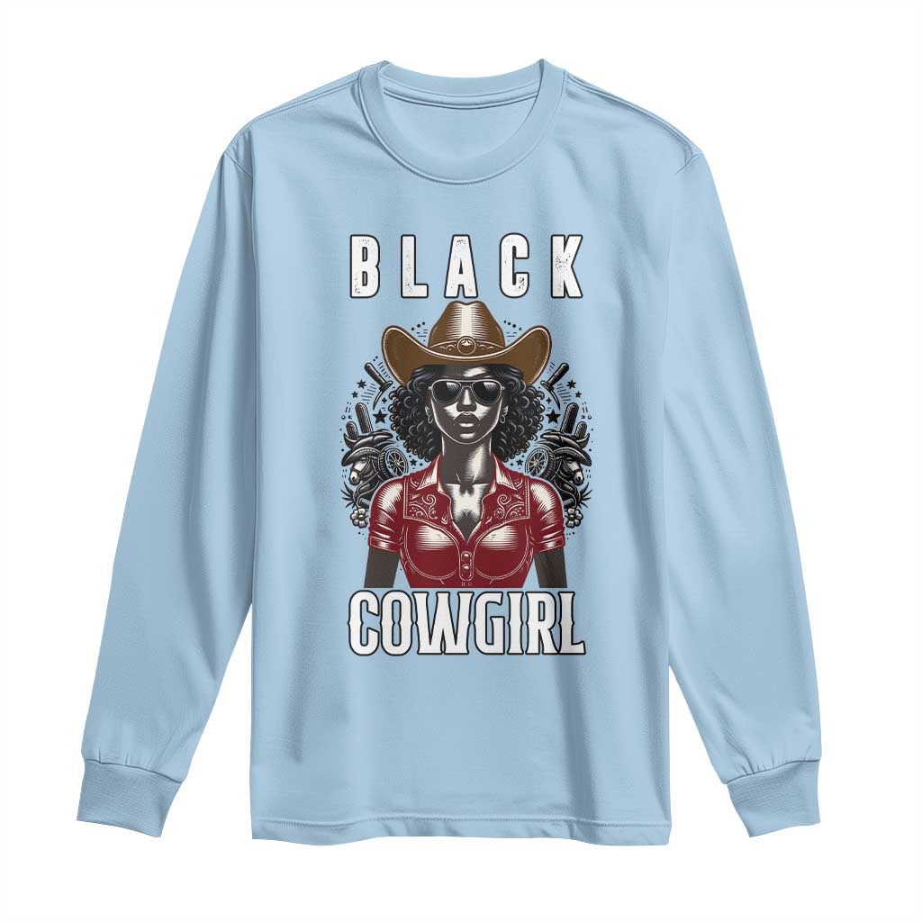 Black Cowgirl Rodeo Long Sleeve Shirt African American Western Country Texas TS14 Light Blue Print Your Wear