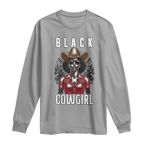 Black Cowgirl Rodeo Long Sleeve Shirt African American Western Country Texas TS14 Sport Gray Print Your Wear