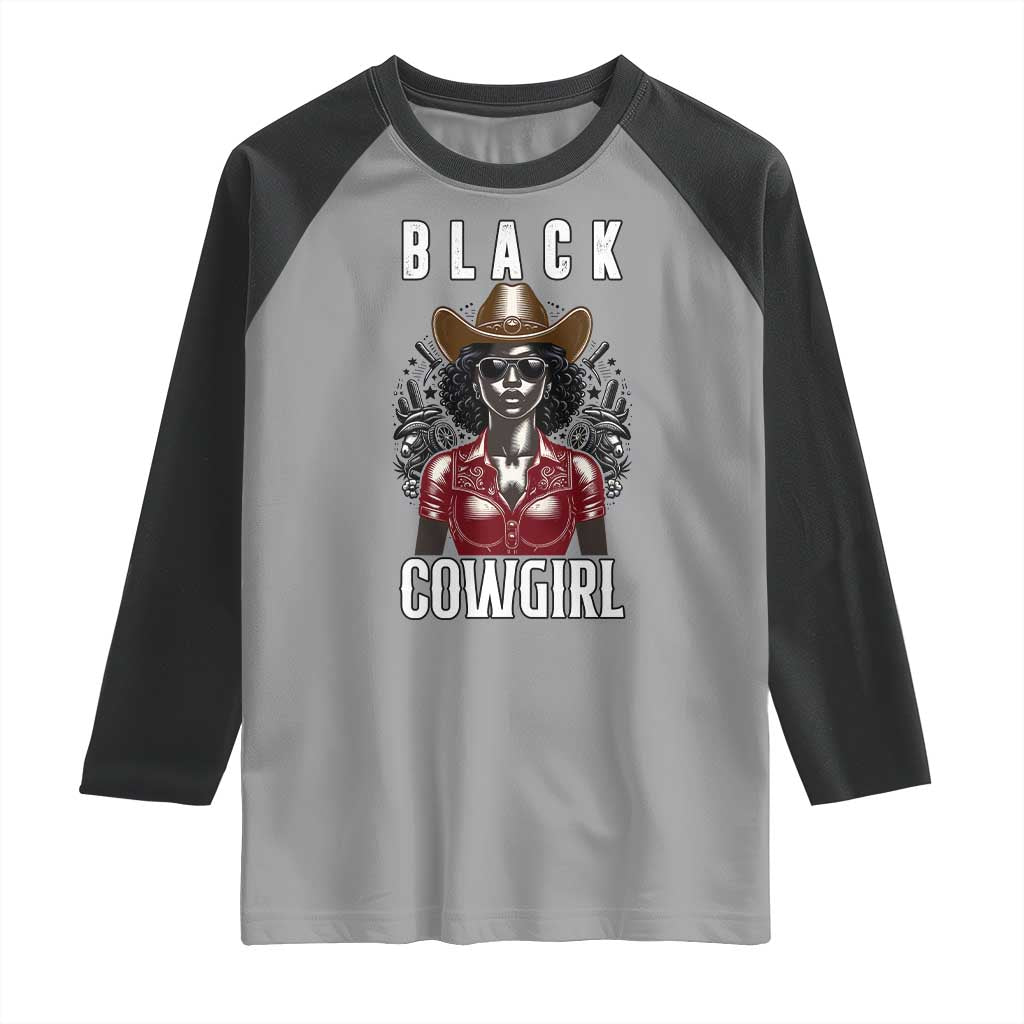 Black Cowgirl Rodeo Raglan Shirt African American Western Country Texas TS14 Sport Gray Black Print Your Wear