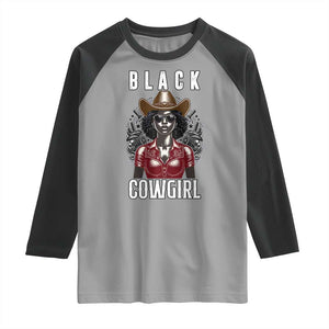 Black Cowgirl Rodeo Raglan Shirt African American Western Country Texas TS14 Sport Gray Black Print Your Wear