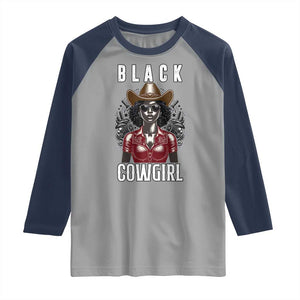 Black Cowgirl Rodeo Raglan Shirt African American Western Country Texas TS14 Sport Gray Navy Print Your Wear