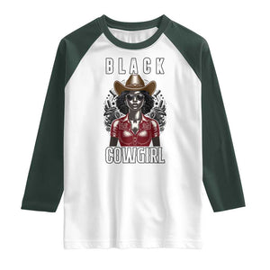 Black Cowgirl Rodeo Raglan Shirt African American Western Country Texas TS14 White Dark Forest Green Print Your Wear
