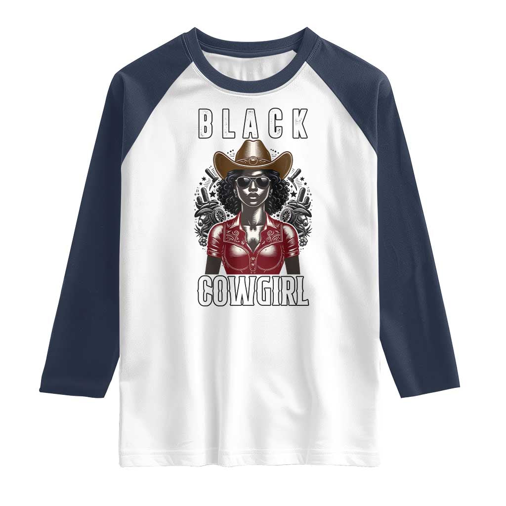 Black Cowgirl Rodeo Raglan Shirt African American Western Country Texas TS14 White Navy Print Your Wear