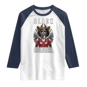 Black Cowgirl Rodeo Raglan Shirt African American Western Country Texas TS14 White Navy Print Your Wear