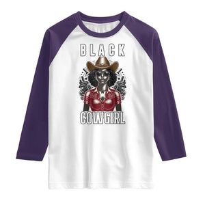 Black Cowgirl Rodeo Raglan Shirt African American Western Country Texas TS14 White Purple Print Your Wear