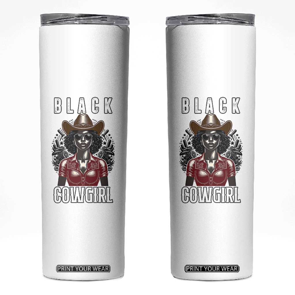 Black Cowgirl Rodeo Skinny Tumbler African American Western Country Texas TS14 White Print Your Wear