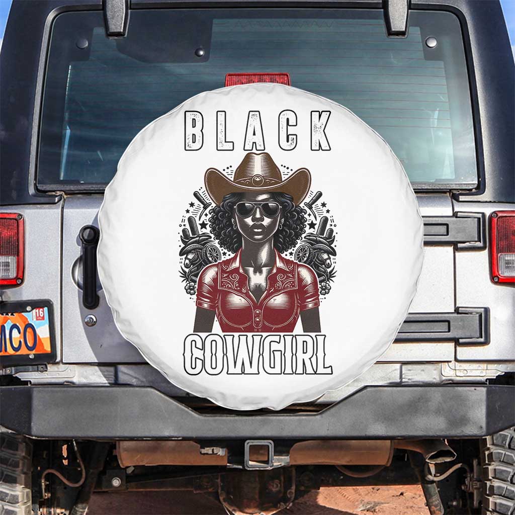 Black Cowgirl Rodeo Spare Tire Cover African American Western Country Texas TS14 No hole White Print Your Wear